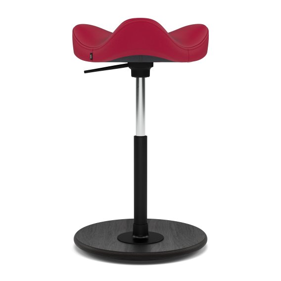 Stokke/Varier Move Pendelhocker in roten Leder mit schwarzen Teller