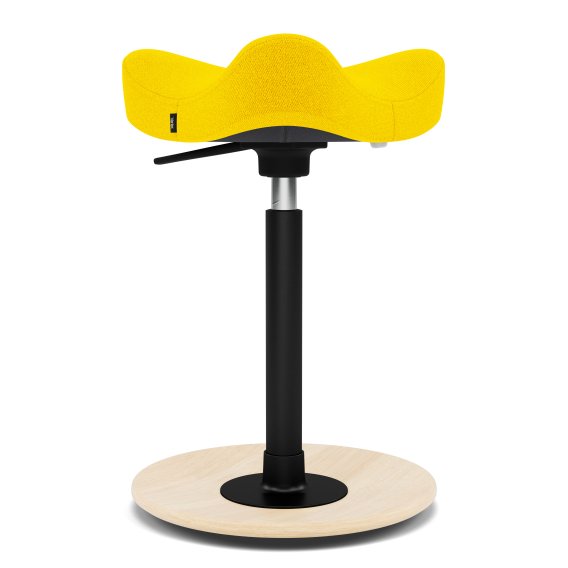 Varier Stokke Move Compact in gelb mit Naturteller