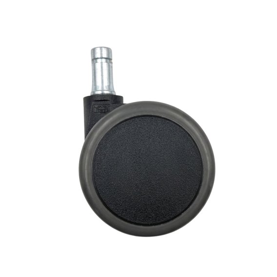 Produktfoto einer originalen, schwarzen Kunststoffrolle von Haider Bioswing f&uuml;r Hartboden  vor wei&szlig;em Hintergrund