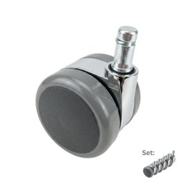 Original Chromrollen von Haider Bioswing f&uuml;r Hartboden vor wei&szlig;em Hintergrund