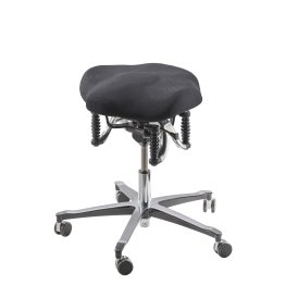 Vorderansicht des ergonomischen Hockers oneUP EASY von Haider Bioswing in schwarz und ohne Lehne