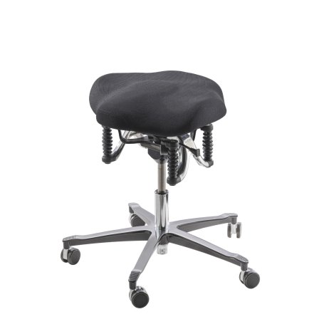 Vorderansicht des ergonomischen Hockers oneUP EASY von Haider Bioswing in schwarz und ohne Lehne