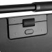Detailansicht der RollerMouse Pro von Contour mit einem Fokus auf das Rollstabelement und die Tasten.