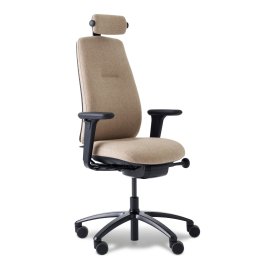 Der rh Logic 220 Premium Bürostuhl für Frauen in beige in der Dreiviertelansicht.