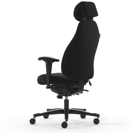 Hinteransicht eines schwarzen Malmstolen 4000 ergonomischen B&uuml;rostuhls.